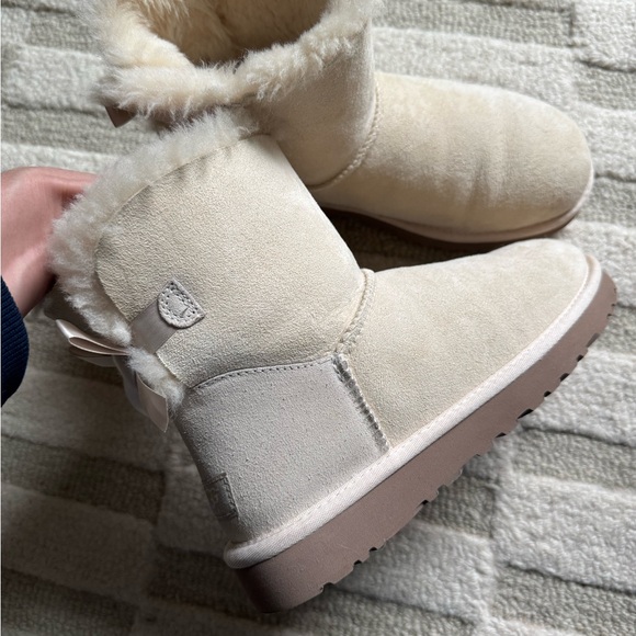UGG Cream Mini Bailey Bow Boots - Picture 5 of 10